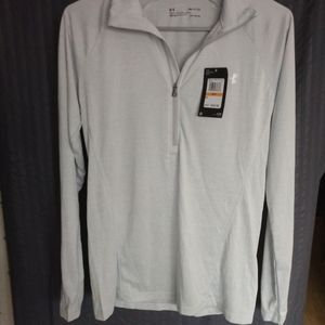 Light Grey Under Armour Long Sleeve Athletic Wear, size small